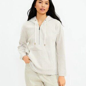 Lou & Gray Tweedy Half Zip Drawstring Hoodie NWT Size Small Coastal Beachy Cozy